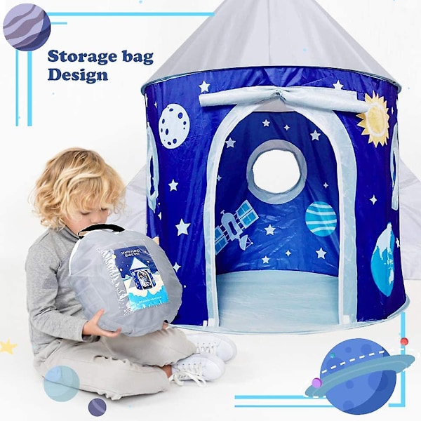 Intressant hopfällbart rymd-/dinosaurie-lektelt för småbarn - perfekt för inomhus- och utomhusbruk