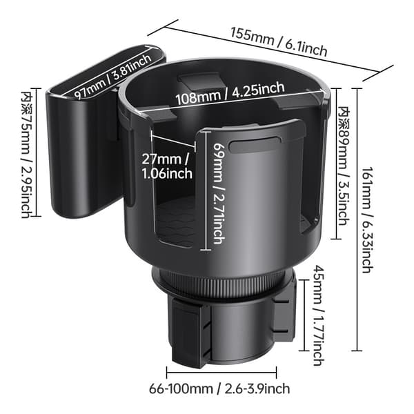 Bilkoppholder Ekspander Adapter (Justerbar) Multifunksjonell Drikkeholder