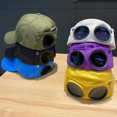 Retro Aviator Hat med Katteører Briller Peaked Cap Solbriller Bas