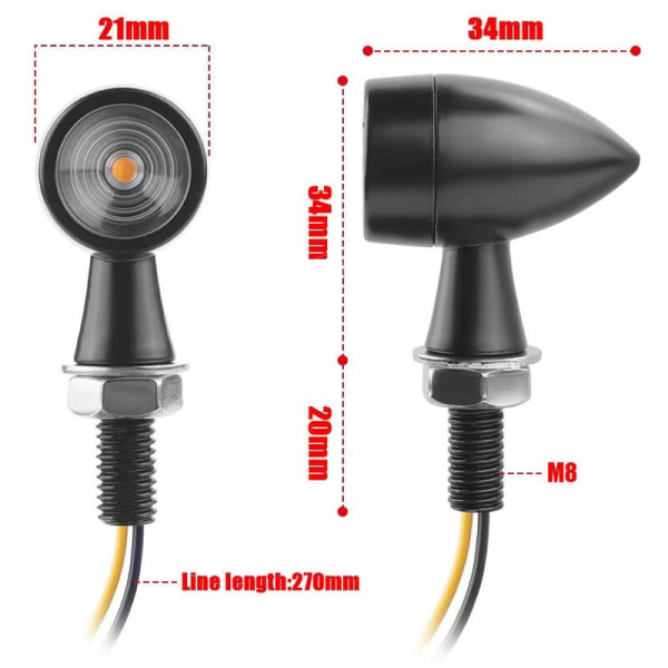 Motorcykel LED-blinkers, 12V 2 st motorcykelindikatorer