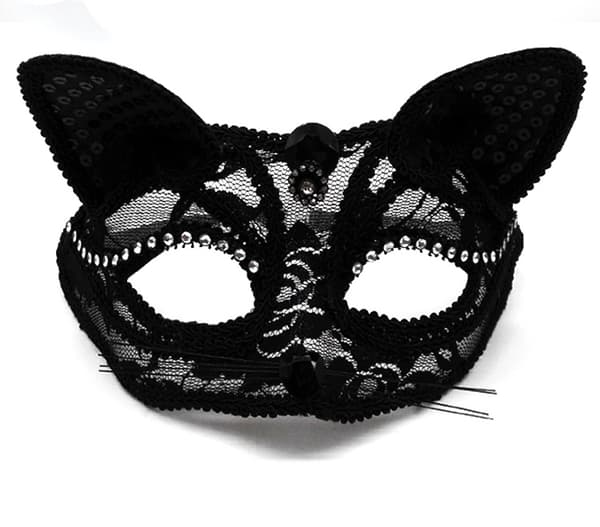 Luksus Sexy Masquerade Katte Maske med Perler