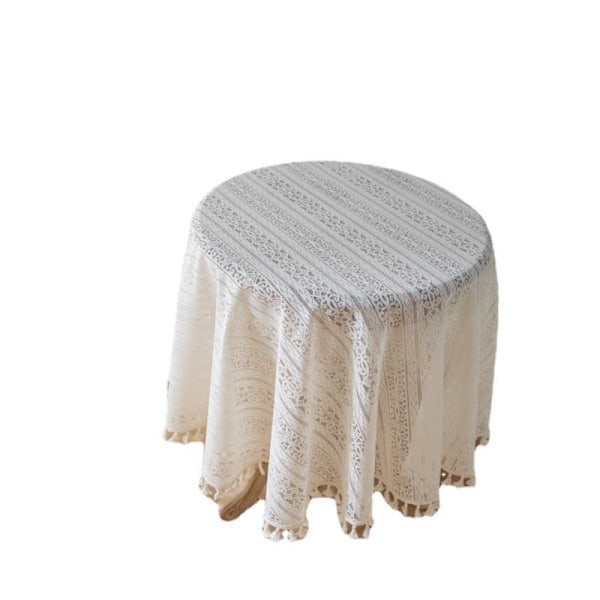 Virkade vita spetsdukar - Polyester Jacquard tvättbar bordsduk