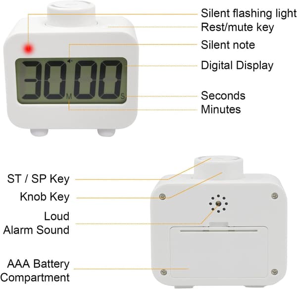Digital Timer Visuell Rotasjonskjøkken Timer Rask Innstillbar Timer Ring