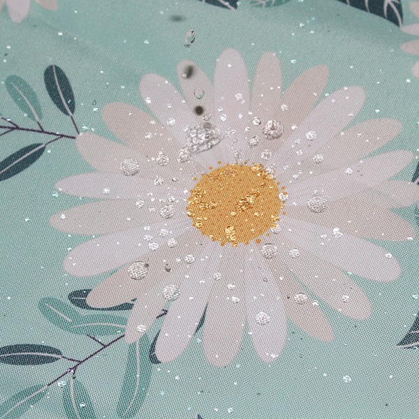 Blomsterdusjforheng, tegneserielignende blomster tusenfryd vårtid sesong pollen kunsttrykk, stoff badekar dekorsett med kroker, 72\" B x 72\" L