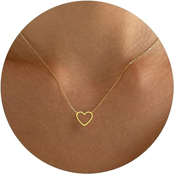 Söt hjärta halsband Tiny 14 k guld hjärta hänge Choker halsband