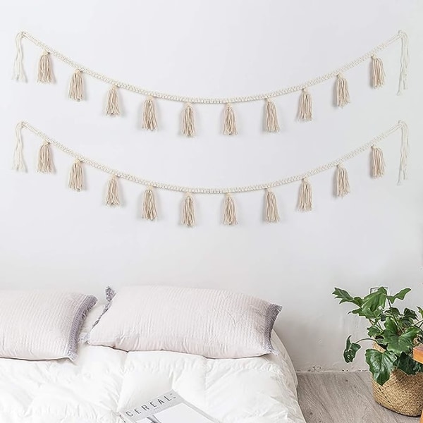 2-pack Macrame vävd tofs girlang mage korg dekorativ vägg