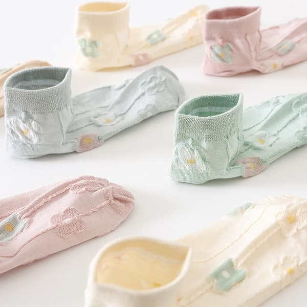 5 par bomuldsstrømper søde makaron