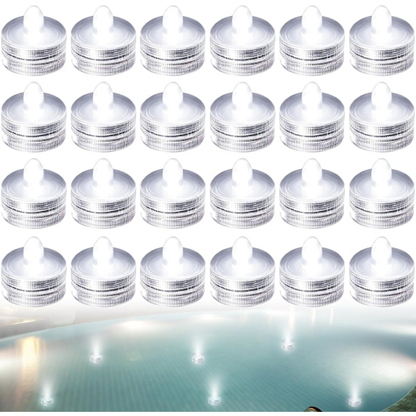 Mini Pool Light, 24 st Vattentäta Pool Ljus, Vattentäta Vita L