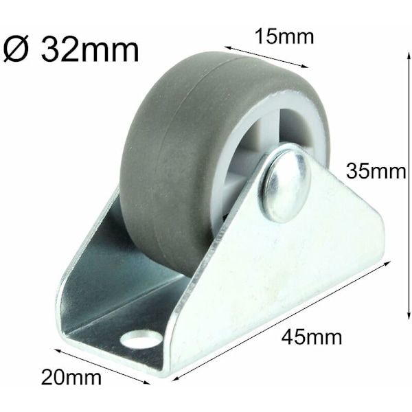 Platehjul Universal Svingbare Hjul Fast Plate Montering 1'' Mini