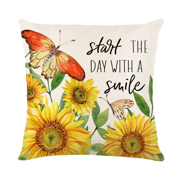 Set med 4 stycken kuddfodral 45 x 45 cm Solrosmönster Pillo