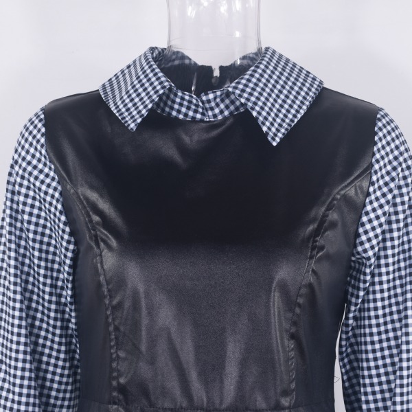 Mini skjortekjole til kvinder, langærmet, casual bluse toppe V