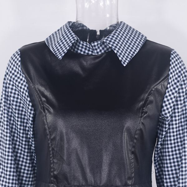 Mini skjorteklänning Klänning för kvinnor Långärmad Casual Blus Toppar V
