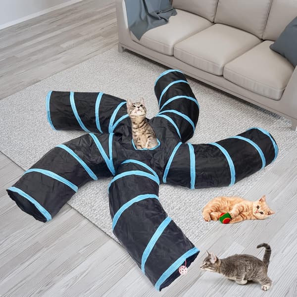 Veitunnel for katt, sammenleggbare tunnelrør interaktiv labyrint til