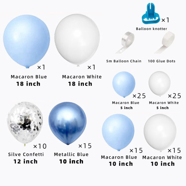 18 tommer macaron blå ballon kæde sæt fødselsdagsfest