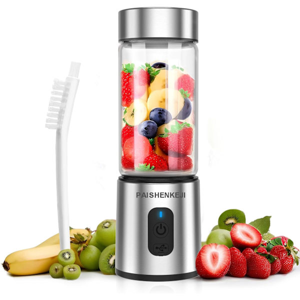 Blender Mixer, 400ML Portabel Smoothie Blender Mini Mixer med 6 Rostfria Stålblad, USB Mini Blender för Juice, Shakes och Barnmat