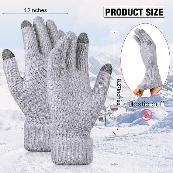 2 par dam vinter touchscreen handskar varma fleecefodrade stickade
