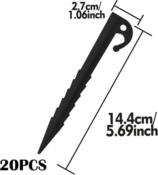 20 stk. Plastik Telttanke, 14,5 cm Camping Telttanke, Telttanke Fastgørelse, Spiral Telttanke til Camping, Camping Markiser, Have, Sort