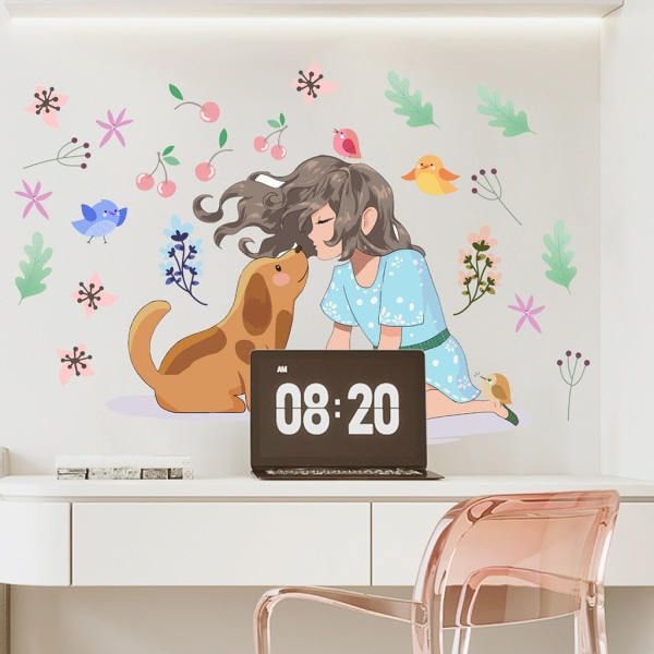 A set of Girl and dog wall sticker Wall sticker Wall decoration