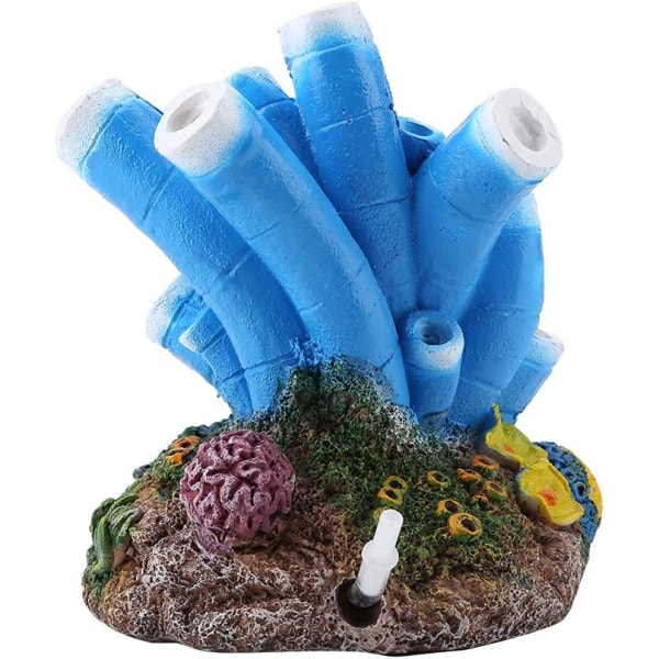 Harpiks Emulering Korall Fargerik Motestil Akvarium Dekor Luft Boble Stein Blå Korall Sjøstjerne Oksygen Akvarium Fisk Tank Ornament Dekorasjon Utmerket Gjemmested for Fisk