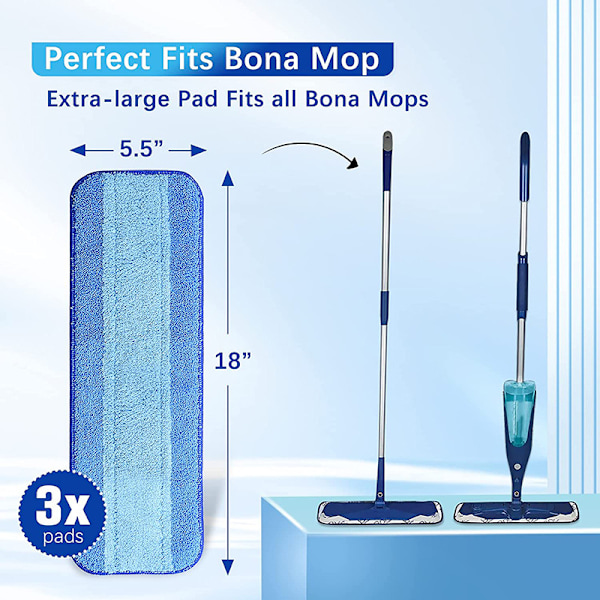 Mikrofiber Mop Udskiftningshoveder til Våde/Tørre Mopper Kompatibel med