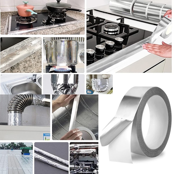 Aluminiumsfolie Tape, Varmebestandig Varmeskjold Tape, Vanntett og Varmebestandig Klistremerke for Forsegling, Reparering, Isolering (3cm*5m)