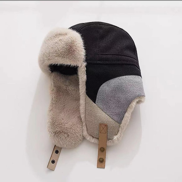 Dame og Herre Falsk Pels Trapper Hat Vinterhue med Øreklapper Udendørs Trapper Hat Klassisk Hat