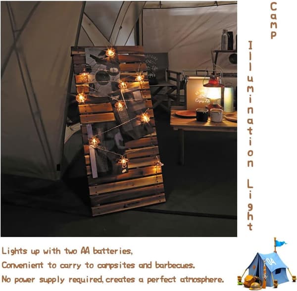 LED-lys Camping Camping Light Tent Light, 10 pærer Lengde 2m LE