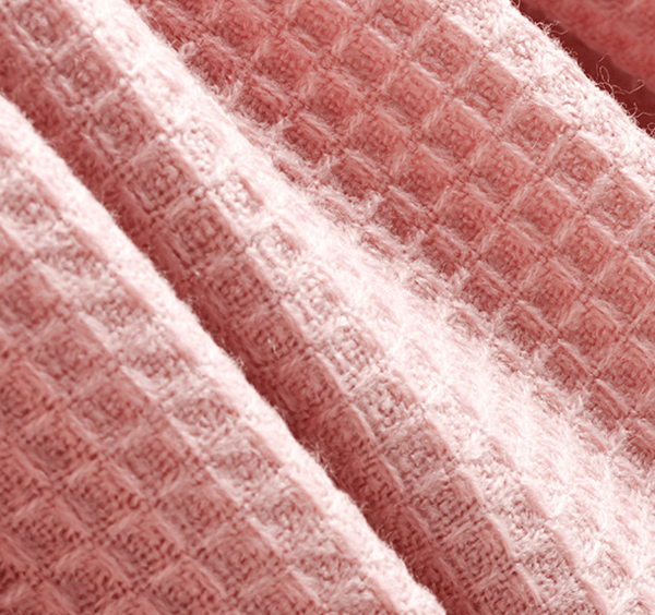 Resirkulert bomulls-waffle pledd for stol, sofa, lenestol, blush rosa (130 x 170 cm)