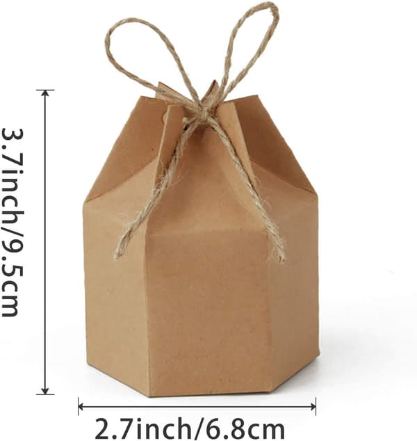 50-pack papperspresentaskar i lyktform, sexkantiga presentaskar i kraftpapper