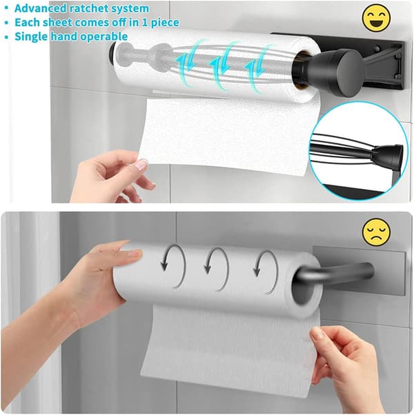 Mat Sort Toiletpapirrulleholder Vægmontering Papirhåndklædeholder