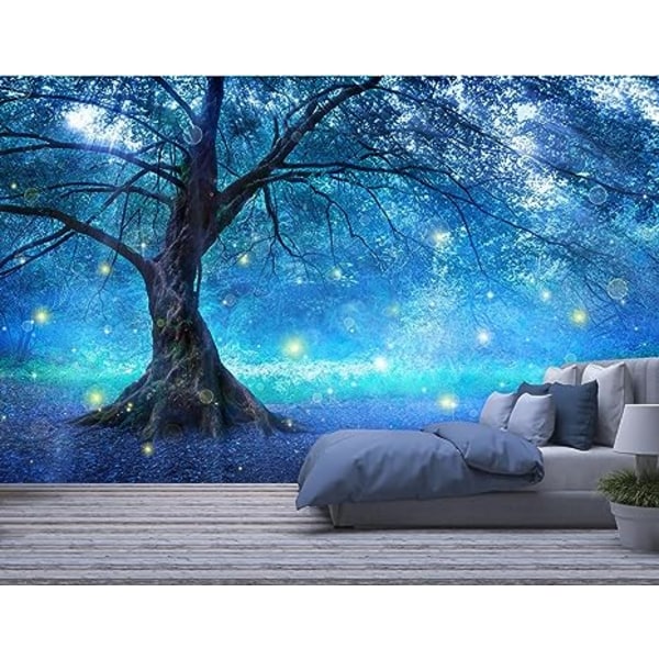 Fantasy-vægmaleri Fairy Tree in Mystic Forest Wall Decor Photo W
