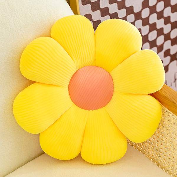 1 gul blommaformad kudde, kudde, söt plyschkudde för sovrum, soffa, stol (23,6\")