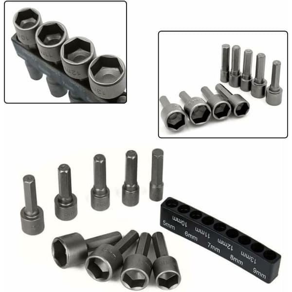 9-delt socketnøkkelsett socketsett dypt sekskant socketsett socketsett og bitsett socket adapter for skralle socket driver deler