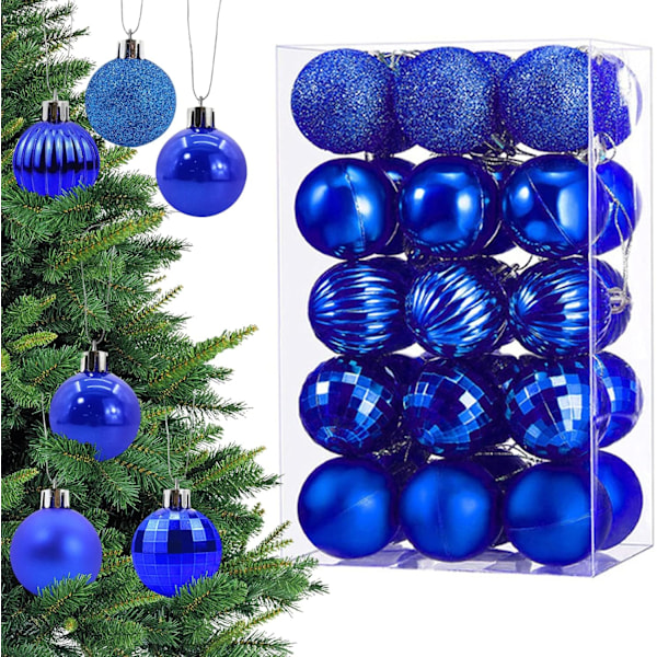 30Pcs Navy Blue Christmas Balls, 6cm Plastic Christmas Ornaments Balls, Christmas Tree Ball, Hanging Ball Ornaments, for Christmas Wedding Home Party