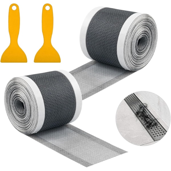 2-pakks engangs hårfilter 70 mm x 10 m for dusj, badekar, dusjrenne, avløpsfilter, hårfangst, engangs, for avløp