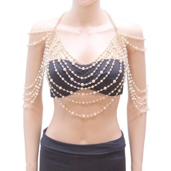 Kvinner Sexy Pearl, Body Chain Lagdelt Duske, Halskjede Bikini Strand Tilbehør Lin