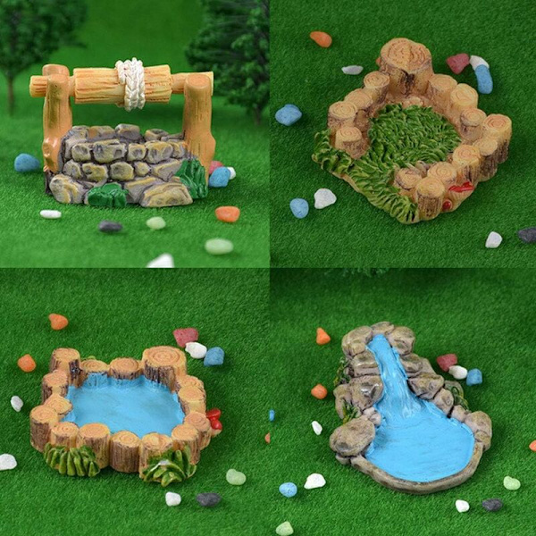 1 st DIY Mini Resin Vattenbrunn Miniatyr Landskap Prydnad Vintag