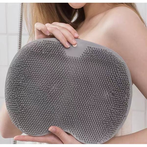 Multifunktionell duschmatta, duschfotborste, duschryggborste, effektivt lindrar trötthet (grå, 30*21cm)