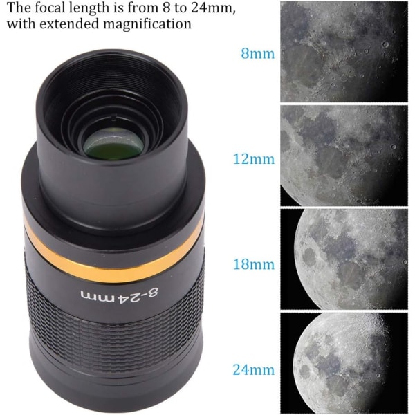 Telescopic eyepiece 8~24mm endless zoom all metal for astronomica