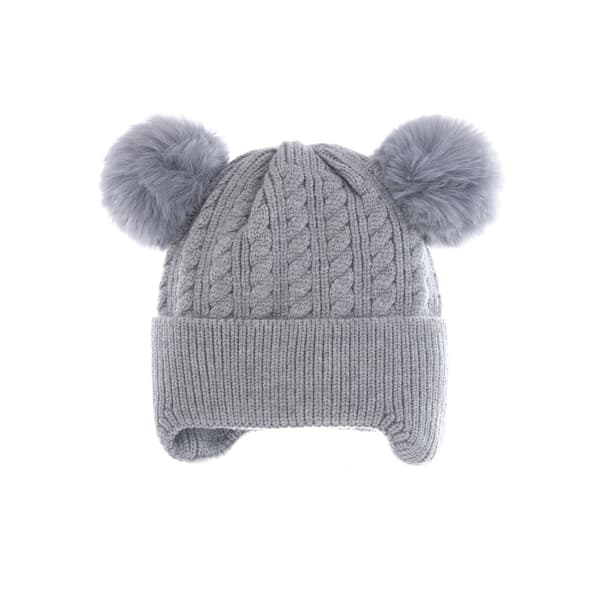 Varmt stickat mössa för barn i fleece (grå)