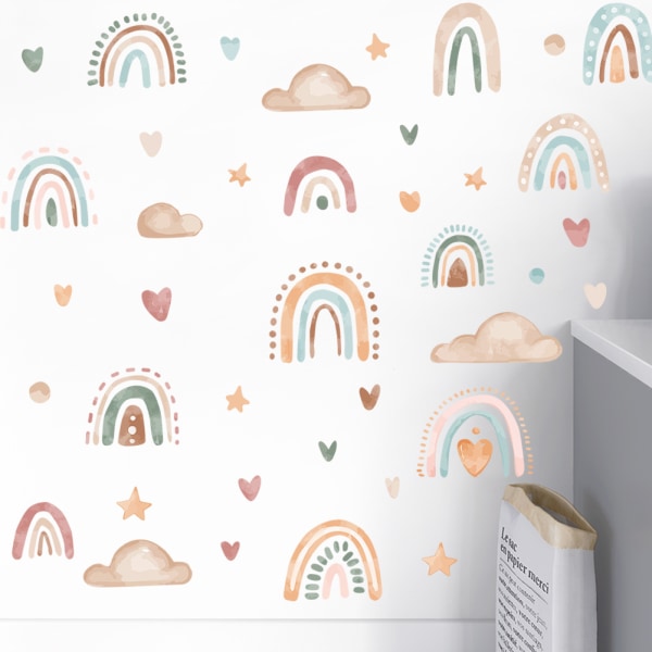 Rainbow väggdekor klistermärken för baby barnrum flickor sovrum väggdekor Removab
