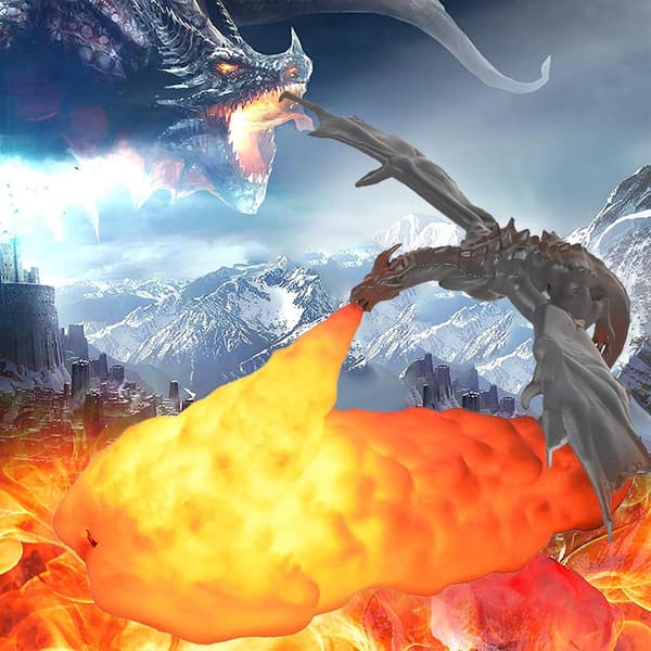 Elddrake-lampor, 3D-tryckt vulkanmånljus, barns sömnlampa