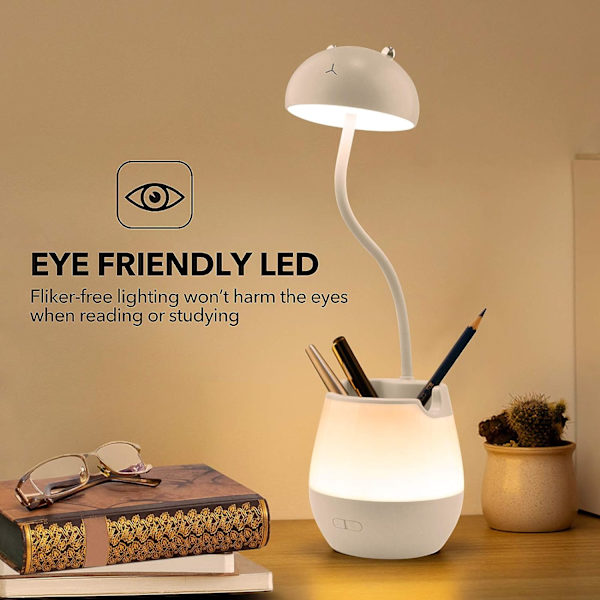 Barnlampa, 360° Flexibel Svanhals, USB Uppladdningsbar - Vit