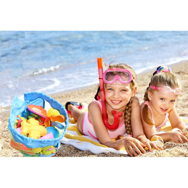 48*24cm Strandlegetøjspose, Foldbar Stor Netpose, Børns Strandrygsæk