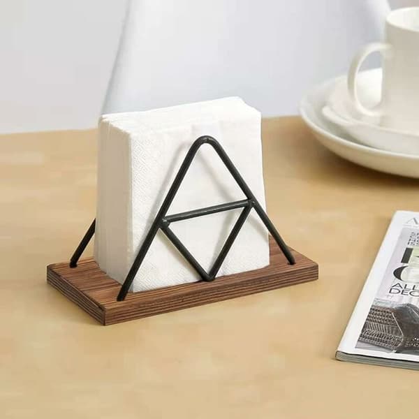 Serviettholder for spisebord, geometrisk design serviettholder, tre