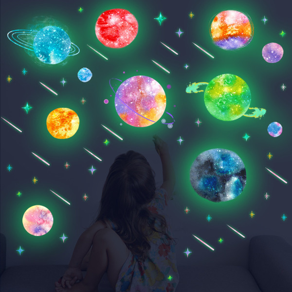Glow in the Dark Planets Stars for Ceiling Wall Decals Glow Solar System Galaxy