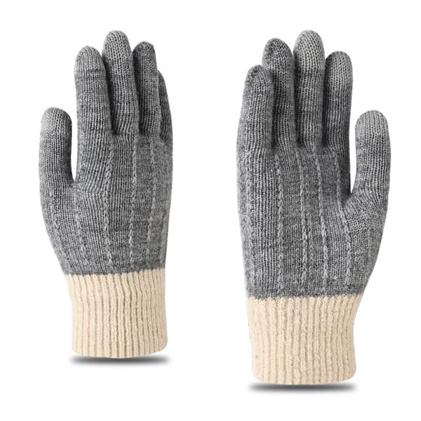 Naisten talvihanskat, lämmin neulottu kosketusnäyttö TEKSTIVIESTI Anti-Slip Thermal -hanskat villavuorella 21CM harmaa