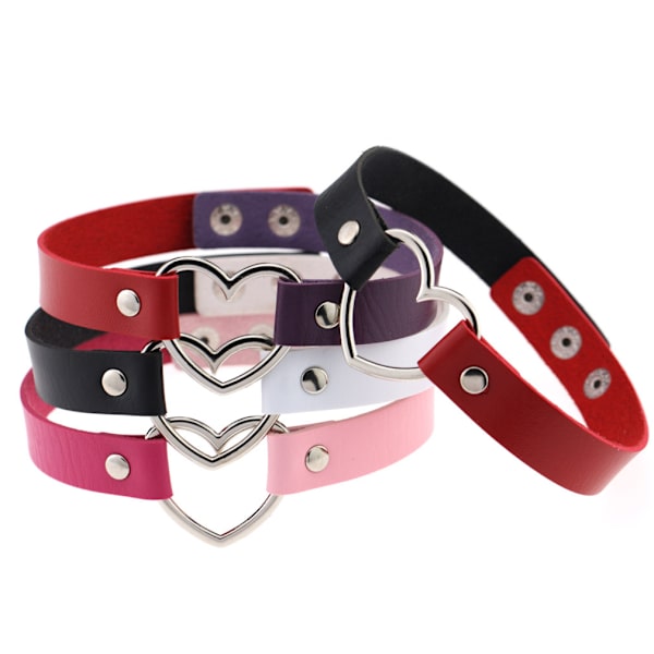 Piger elsker hjerte choker dobbelt farve PU læder krave punk krave choker halskæde