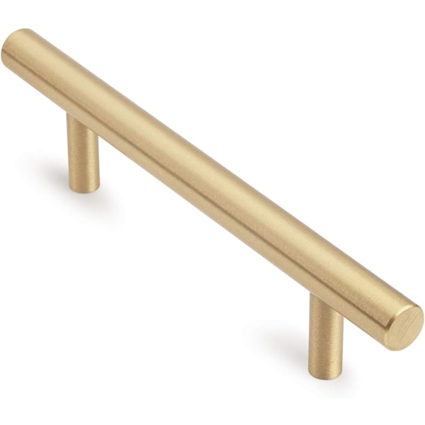 Massiva handtag i ren mässing till köksskåp, lådknoppar till garderober, guld (100 mm total längd, 64 mm hålcenter)