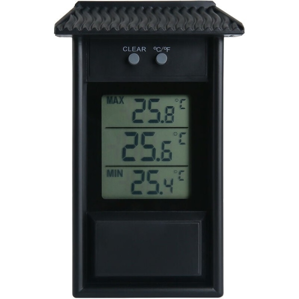 Växthus Termometer, Vattentät Minsta Digitala Växthus Termometer Monitor 0,1°C Upplösning, Temperaturintervall -20 till 50, Batterier Ingår Ej, Melonfröpuré, Svart